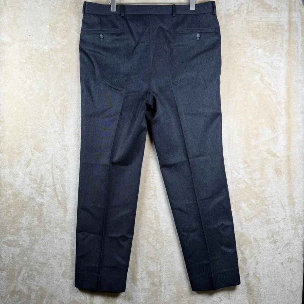Brooks Brothers Mens 100% Wool Pleated Dress Pants Charcoal Grey 37x31